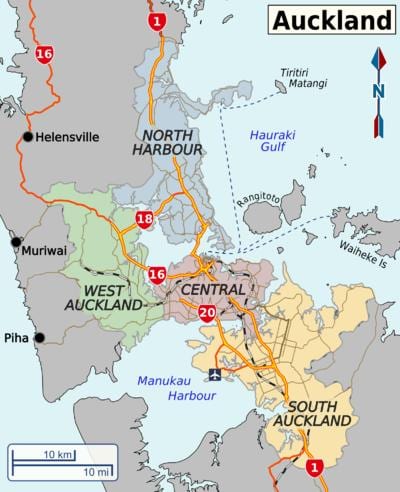 kat jeyografik nan distri Auckland