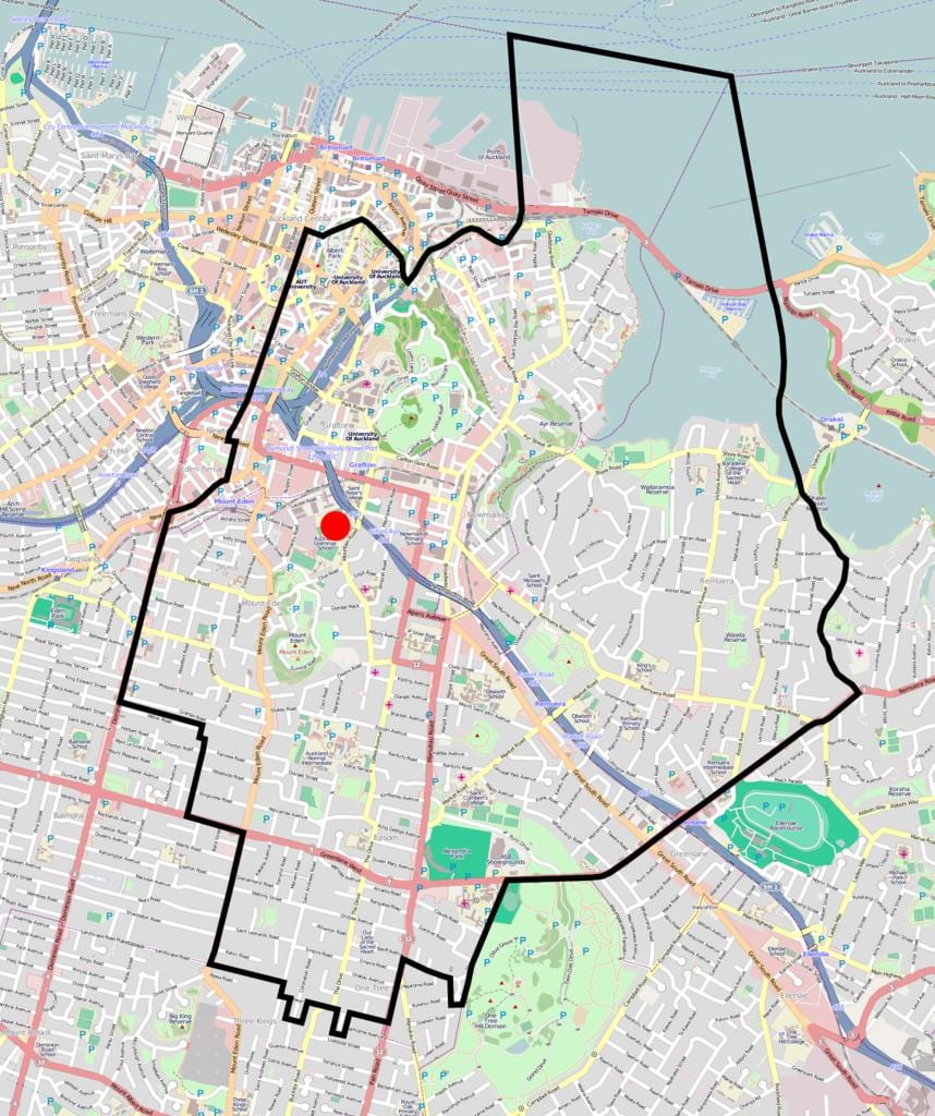 Auckland Gramè lekòl zòn kat jeyografik