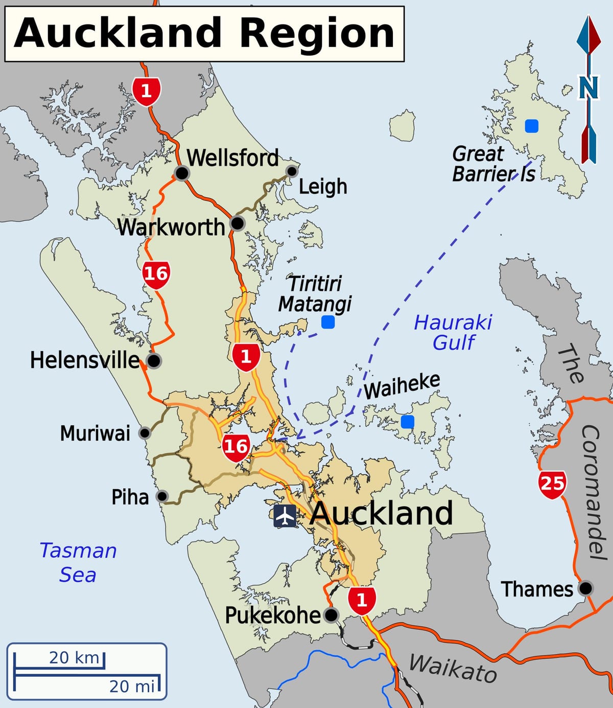 kat jeyografik ki nan rejyon Auckland